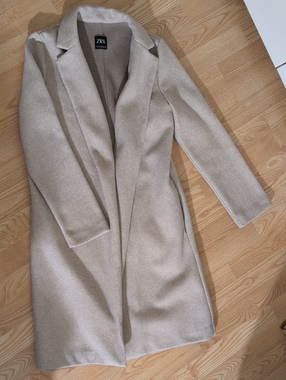 Zara Taupe Long Collared Coat Size S
